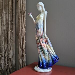 Tupton Ware "Lily" Elegant Floral Figurine in Blue and Cream